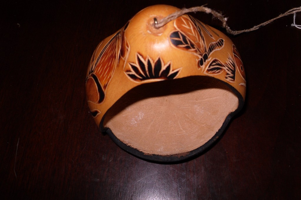 Item 15 Hand Carved Gourd Bird Feeder Handmade In Peru